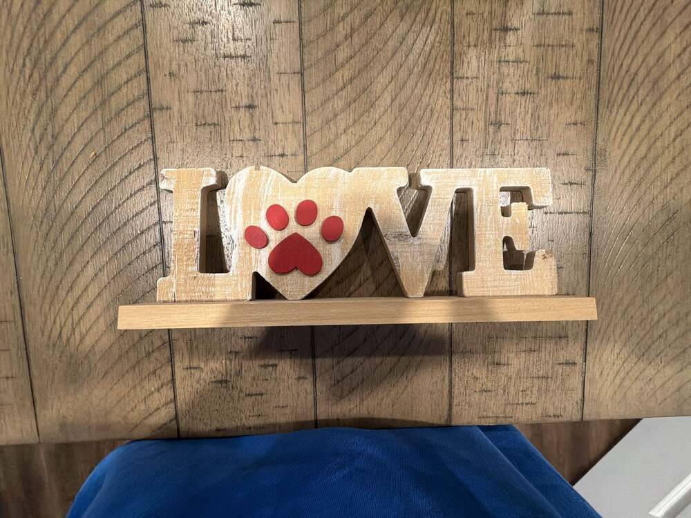 Blossom Bucket Wooden LOVE Block Sign with Paw Print Letter O